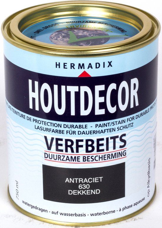 Hermadix Houtdecor Dekkende Beits - Antraciet - 0,75 liter