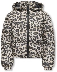 ONLY KOGDALIA SHT PUFFER AOP JACKET OTW NOOS Meisjes Jas - Silver Mink Leo - Maat 152