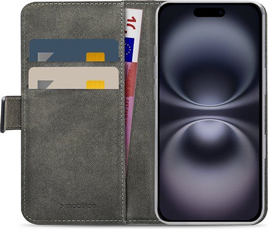 Mobilize Book Case for Apple iPhone 16 - Black - PU Leather