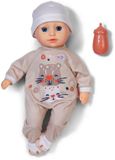BABY born Anna Beige, zachte babypop van 36 cm met stoffen lichaam, beige speelpakje en slaperige ogen, inclusief fles
