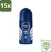Nivea 15 x Cool Kick Men's Roll-on Deodorant - 48 Hours Long Lasting - 50 ml - Bulk Pack - Anti-perspirant - Freshness - Sweat-resistant - Cooling Scent - Masculine Scent