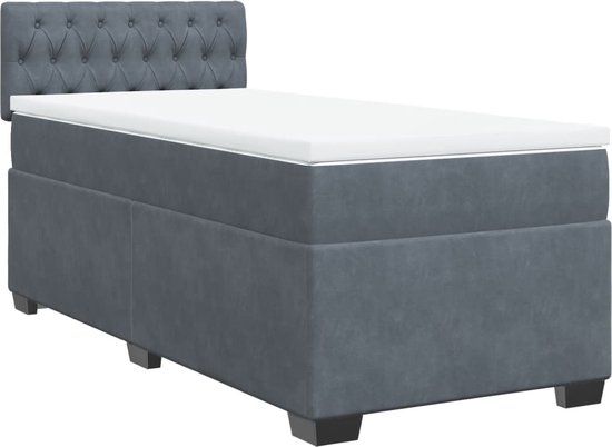 vidaXL Boxspring met matras fluweel donkergrijs 80x200 cm