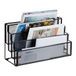 Relaxdays tijdschriftenhouder metaal, 4 vakken, brievenbak bureau, HBD: 26x45x18 cm, voor magazines en kranten, zwart