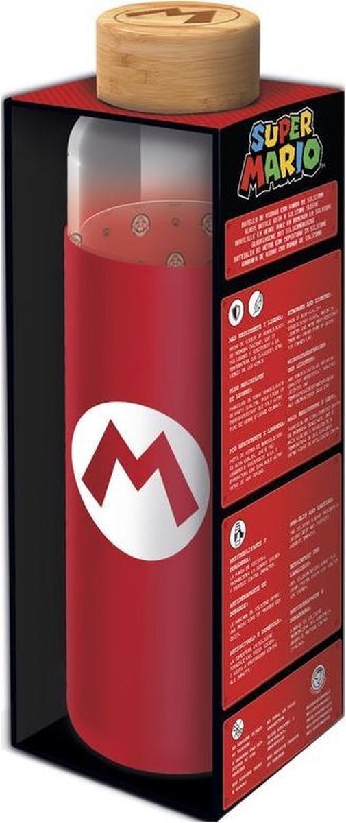 - Nintendo Super Mario Bros silicone cover glass bottle 585ml