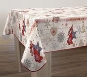 Le linge de Jules Vrolijk kerstfeest tafelkleed, rechthoekig, 150 x 300 cm, bordeaux, taupe, goud