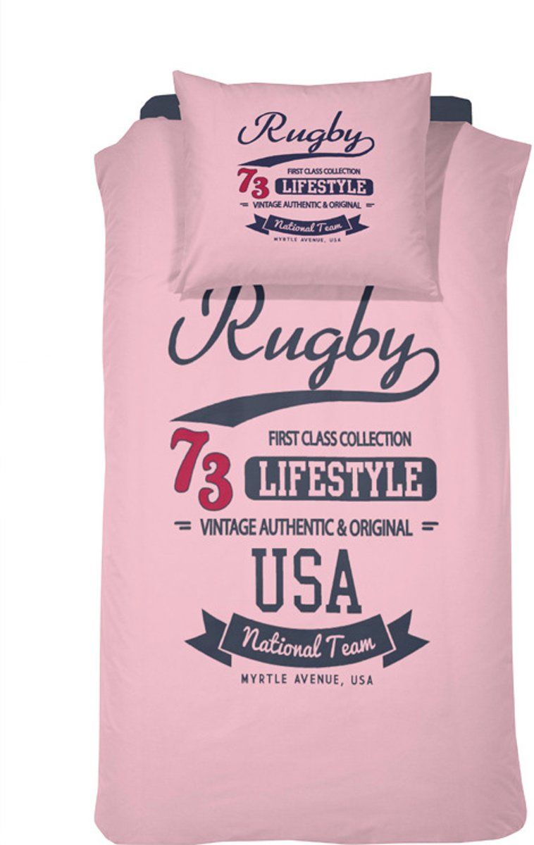 Damai Rugby Dekbedovertrek - Eenpersoons - 140x200/220 cm - Pink