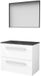 Basic-Line Framed 46 Badkamermeubelset - 80 x 46 cm - Met Grepen - 2 Lades - Hardstenen Wastafel - Zonder Kraangat - Spiegel met Zwart Aluminium Frame - Ice White