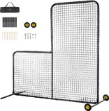 VEVOR L-type voor Slagkooi 84" x 42" x 84" Honkbal- en Softbal Veiligheidsparaplu Lichaamsbescherming Draagbare Slagparaplu met Lichaamsbeschermer en Draagtas en Wielen, Softbal Pitching Net Zwart