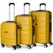 ITACA Reiskofferset, stijf, 4 wielen, glad, 55/67/77 cm, ABS, praktisch en licht, klein, middelgroot en groot, XL, T71600, Mosterd, S + M + L, kofferset