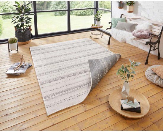 Bougari Binnen & Buiten Vloerkleed Bahama's 103753 80x350 cm CrÃ©me & Grijs