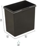 ARREGUI CBZ00684 Vervangende Kunststof Binnenemmer voor Afval- en Recyclebak | 23 L | Zwart