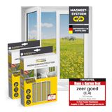 EASYmaxx Vliegenhor voor ramen met Magic Click | Muggengaas kan op maat geknipt worden voor alle ramen tot 150 x 130 cm | Eenvoudige installatie met 12 magneten - niet boren of schroeven [2 Stuk]