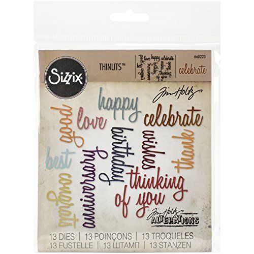 Thinlits Sizzix Tim Holtz Thinlits Die Set Celebration Words Script 13pcs