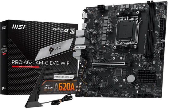 MSI Pro A620AM-G EVO WIFI AMD A620A Socket AM5 micro ATX