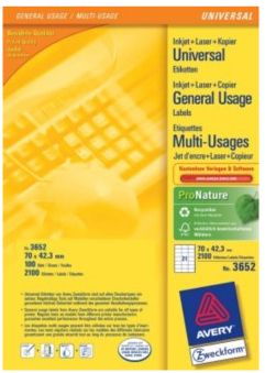 Avery Multi-Function Labels - White - Laser - 70 x 42.3 mm - 2100 Labels