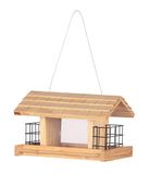 Dehner Natura Voederhuisje Aosta, hangend, incl. ophangsysteem, ca. 17,5 x 19 x 28 cm, grenenhout, bruin