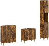 vidaXL 3-delige badkamerkast set ARNHEM Gerookt eiken Bewerkt hout