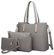 MISS LULU Handtas Vrouwen Schooltassen Tas dood 3-delige Hobo Set Boodschappentas (Grijs)