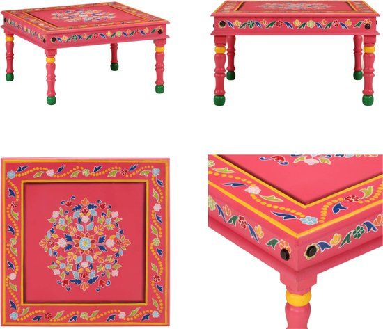 vidaXL Salontafel handbeschilderd massief mangohout roze