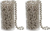 Othmar Decorations Bv Kralenslinger - 2x stuks - champagne - kunststof - 8 meter