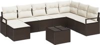 vidaXL - Bankstel - 9-delig - Bruin en Crème - Polyrattan