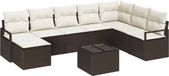 vidaXL - Bankstel - 9-delig - Bruin en Crème - Polyrattan