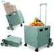 Azomor® Chariot de courses pliable avec poignée réglable et roues d'escalier - Vert, 55L