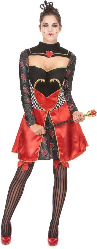 Sexy Queen of Hearts Costume for Women - Size S - Red/Black - Includes Dress, Crown