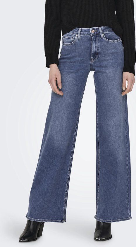 ONLY ONLMADISON BLUSH HW WIDE DNM CRO372 Dames Jeans - L/34 - Medium Blue Denim