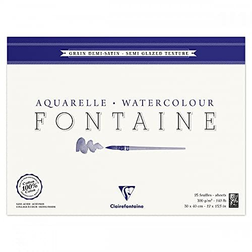 Clairefontaine Aquarelblok Fontaine - 30 x 40 cm - 25 vellen - 300 g - wit