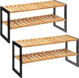 5five Schoenenrek - 2 stuks - Bamboe/Metaal - Zwart