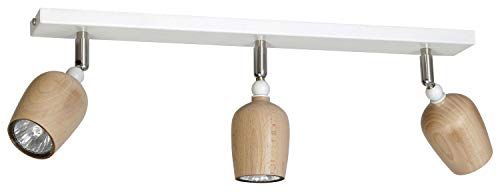 Homemania Carina Plafondspot - Wit - Metaal/Hout - 63x24x17.5cm