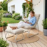 casa.pro Tuinset Malmö 2-delig loungestoel met voetenbank tuinmeubelset beige