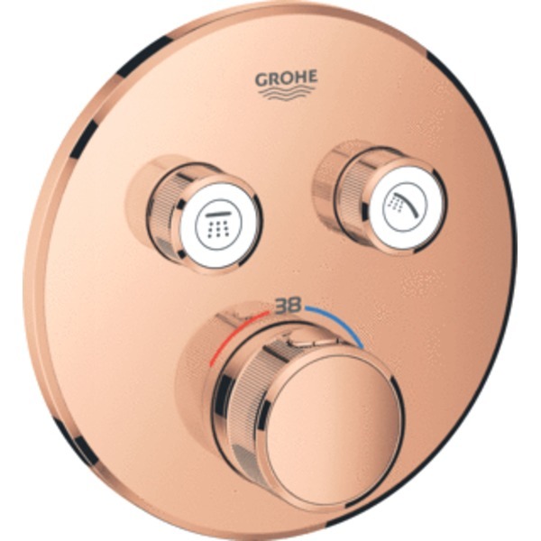 GROHE SmartControl afbouwdeel v. inbouwkraan thermostatisch m. omstel v. 2 functies rond warm sunset 29119DA0 29119DA0