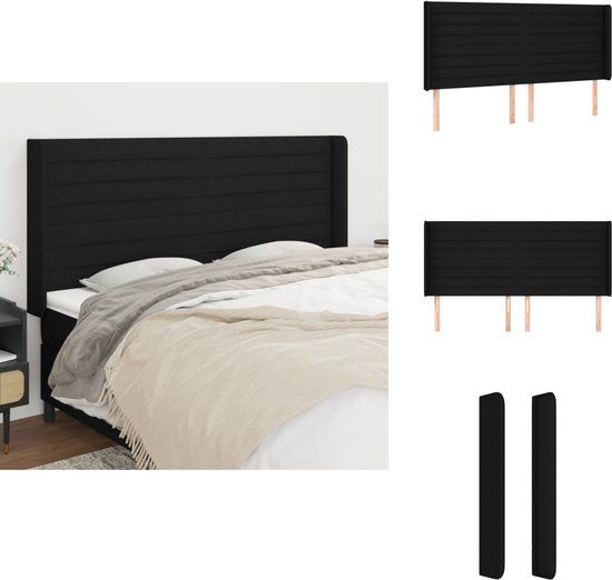vidaXL Hoofdbord met randen 183x16x118/128 cm stof zwart