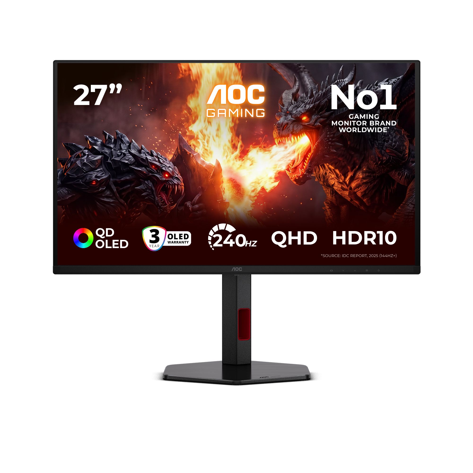 AOC G4 Q27G4ZDR 26.5" QD-OLED Gaming Monitor - 240Hz, 0.03ms, Quad HD