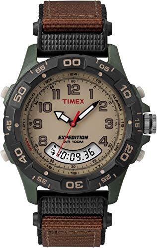 Timex Heren Chronograaf Kwartshorloge Met Nylon Armband, Bruin T45181