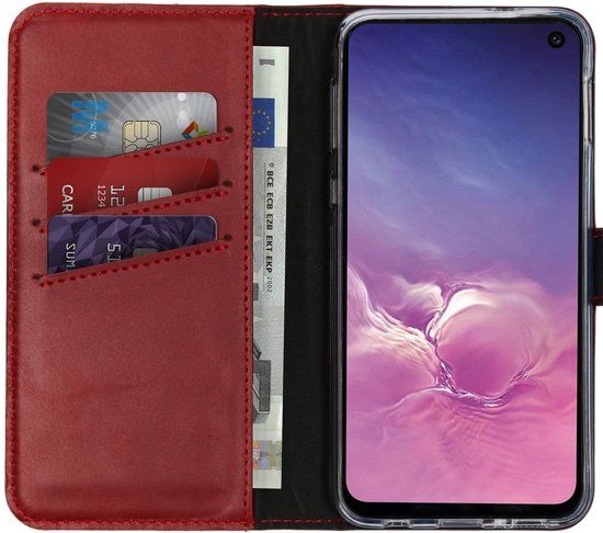Selencia Echt Leren Bookcase voor de Samsung Galaxy S10e - Rood