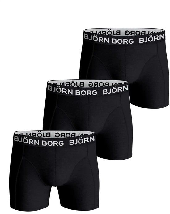 Björn Borg Cotton Stretch Jongens Boxershort - 3 stuks - Zwart - Maat 170