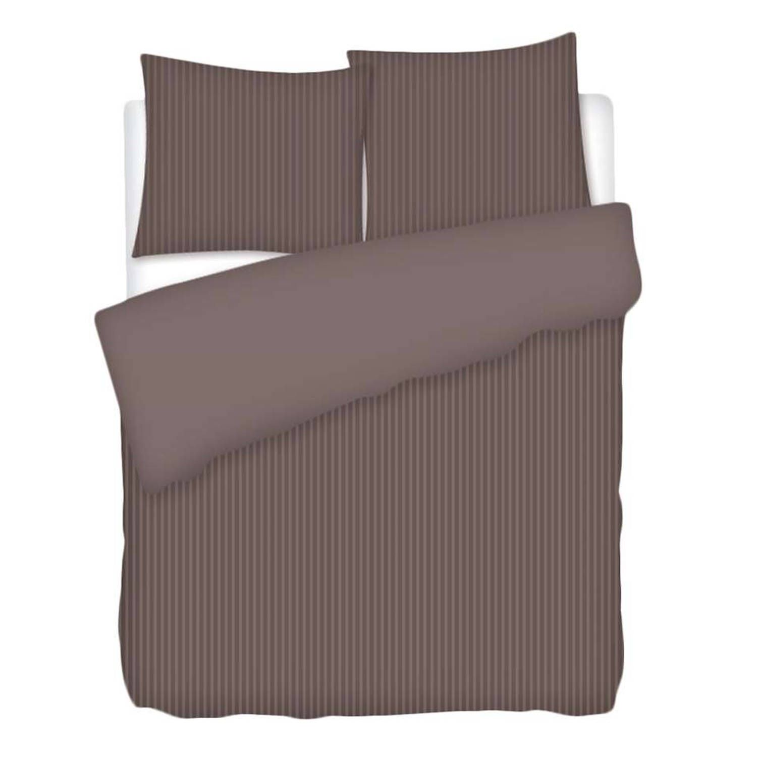 Heckett & Lane dekbedovertrek uni stripe - taupe grey - 140x200 cm
