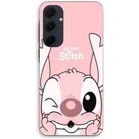 Maniacase Coque Pour Samsung galaxy A55 Stitch Angel mignon fond rose