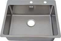 Respekta Chicago roestvrijstalen spoelbak, 1 spoelbak, inbouwspoelbak in 60 x 50 cm, roestvrijstalen spoelbak, geschikt voor onderkasten vanaf 60 cm breedte