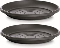 Prosperplast Opvangschaal/onderschaal voor bloempot/plantenpot - 2x - antraciet - rond - Dia 25 cm