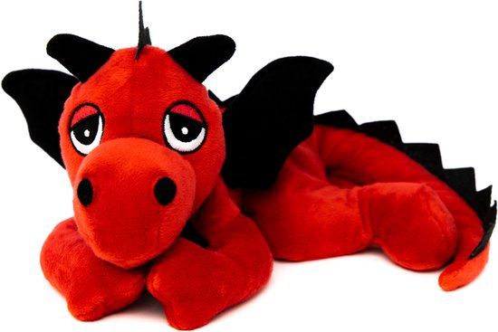 Habibi Warmte/magnetron opwarm knuffel - Draak - rood - 33 cm - pittenzak
