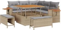 vidaXL Tuinbank Set Beige en Lichtgrijs