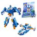 Super Wings 2-in-1 Mini World Aircraft Transforming Robot met licht- en geluidseffecten, transformatiespeelgoed voor jongens en meisjes vanaf 3 jaar, blauw