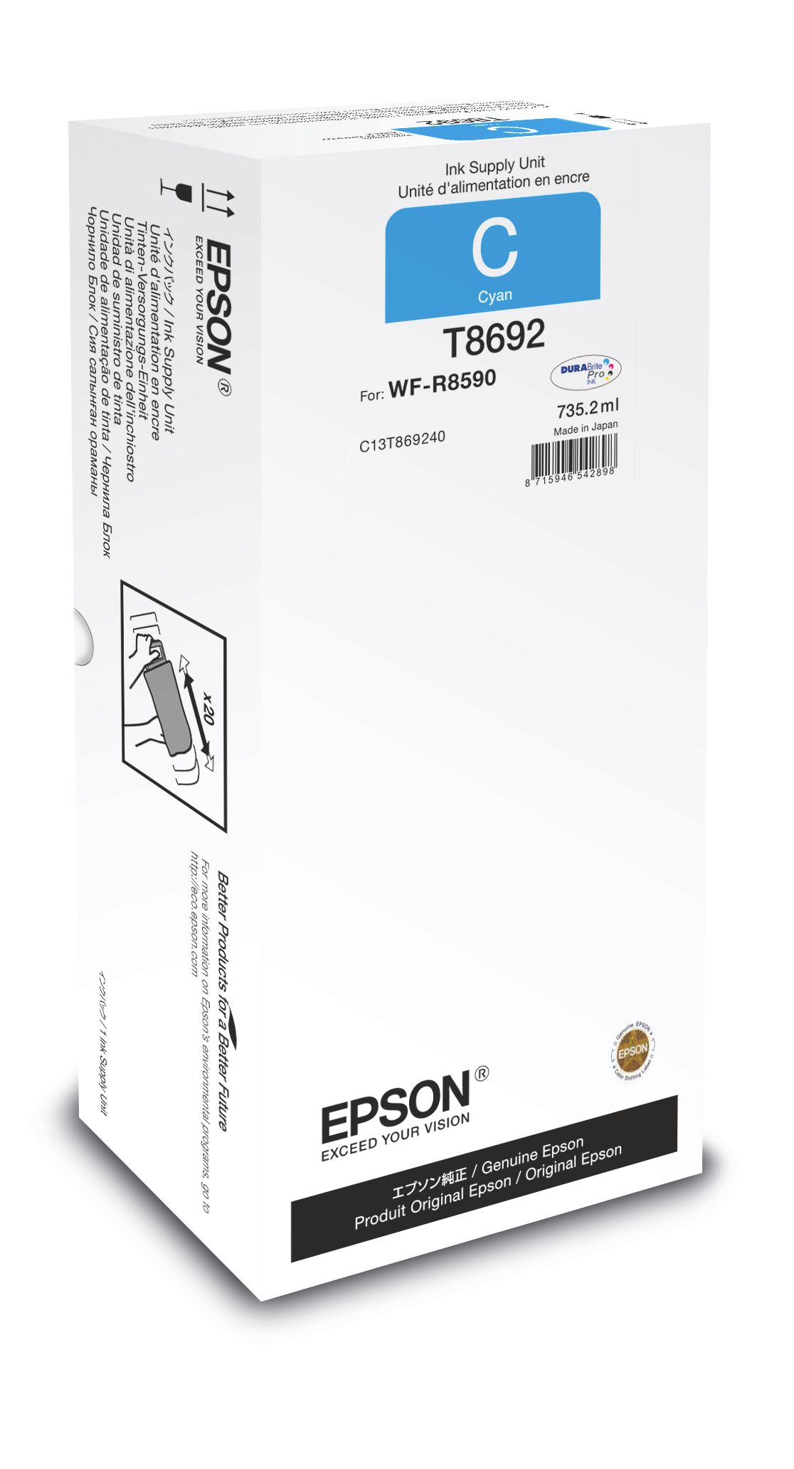Epson Cyan XXL Ink Supply Unit - C13T869240 - 735 ml