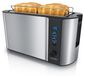 Arendo Grille-pain 4 tranches, fente longue, acier inoxydable, 1500W, argent/noir