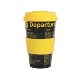IDRINK - RPET Koffiemok met Opening en Siliconen Deksel, Gemakkelijk Mee Te Nemen, 435 ml Gerecyclede Kunststof Meeneembeker, 8,7 x 8,7 x 15 cm, 435 ml (DEPARTURES)