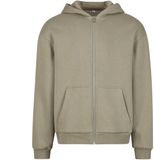 Build Your Brand Zachte hoodie met capuchon en rits, lange mouw, steekzakken, oversized fit, unisex, volwassenen, effen, licht olijf, XXL